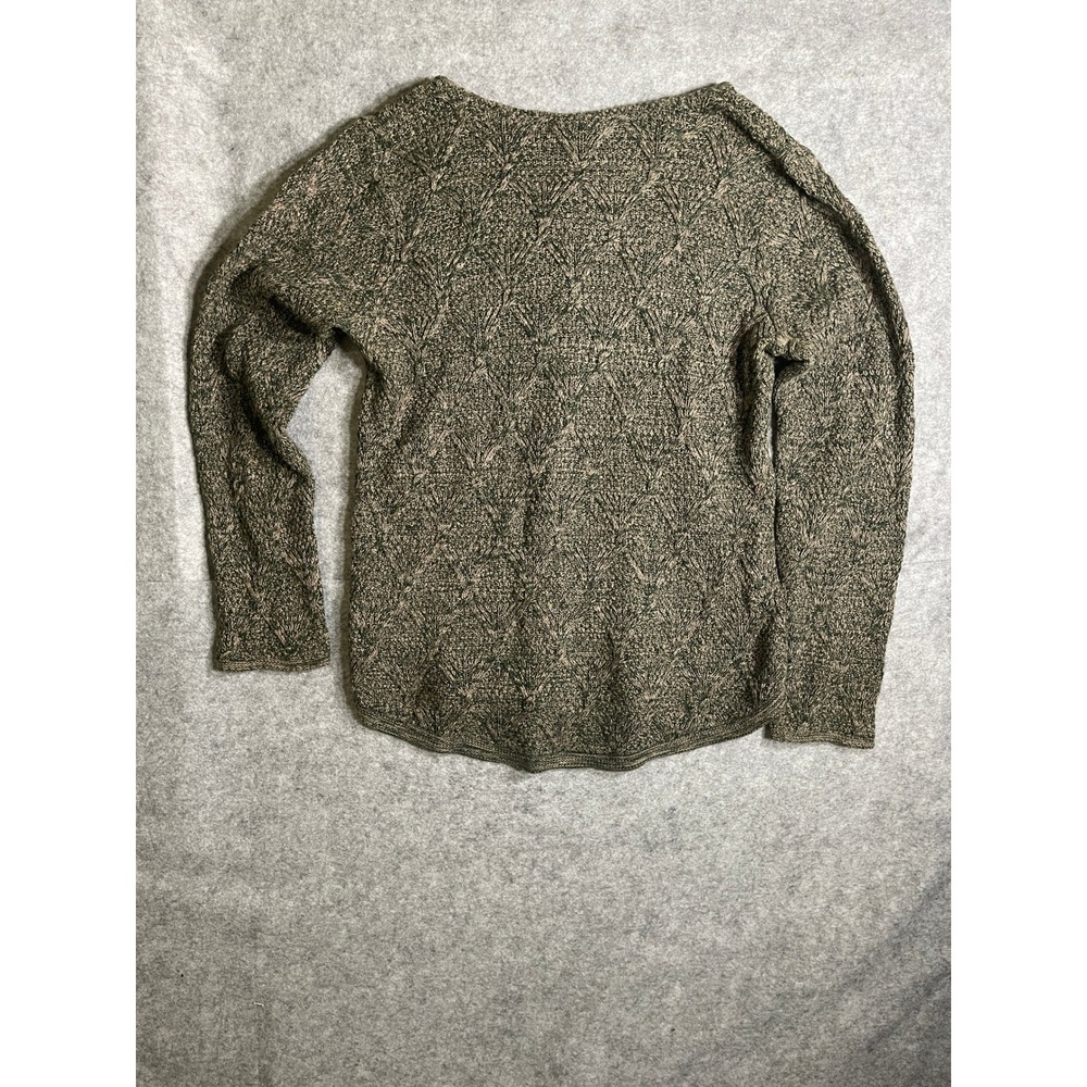 Eight Eight Eight Womens Green Tan Marled Cotton Cable Knit Sweater Size Large